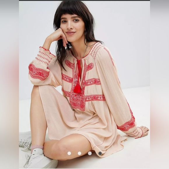 Free People wind willow mini cashmere cream dress S - Picture 7 of 10